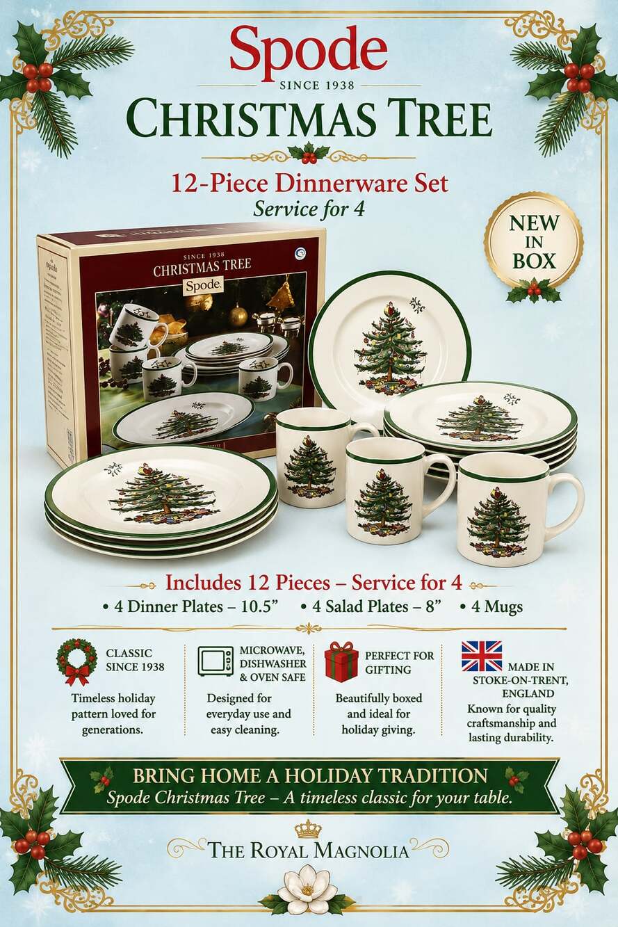 Spode Christmas Tree 12-Piece Dinnerware Set, Service for 4